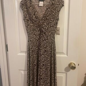 B Darlin Brown and White Patterned Midi Dress